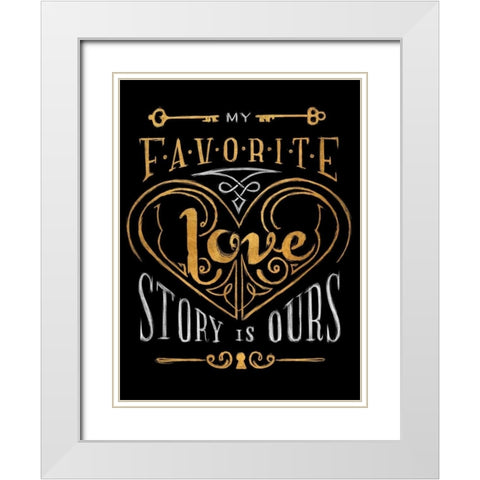 Black and Gold Love Story White Modern Wood Framed Art Print with Double Matting by SD Graphics Studio