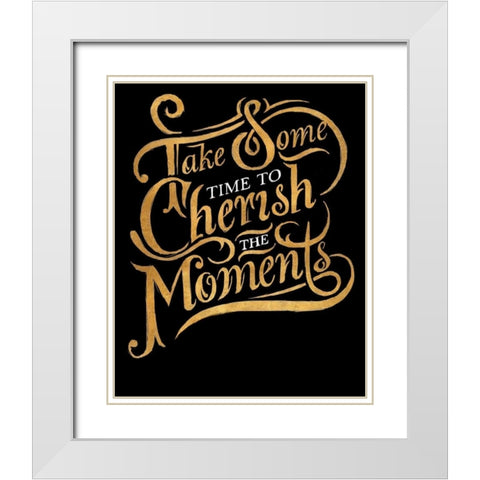 Cherish The Moments White Modern Wood Framed Art Print with Double Matting by SD Graphics Studio