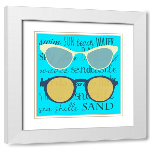 Coastal Shades I White Modern Wood Framed Art Print with Double Matting by SD Graphics Studio