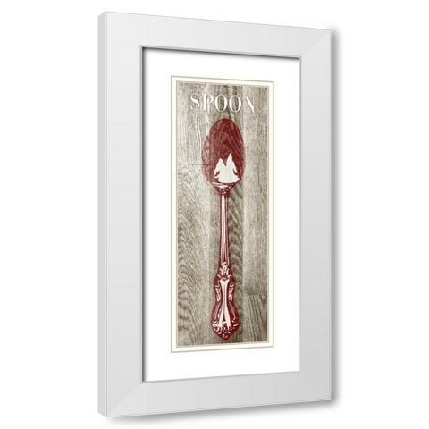 Fork and Spoon on Wood II White Modern Wood Framed Art Print with Double Matting by Studio, Sd Graphics