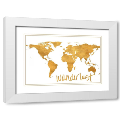 Wanderlust Map White Modern Wood Framed Art Print with Double Matting by Studio, Sd Graphics