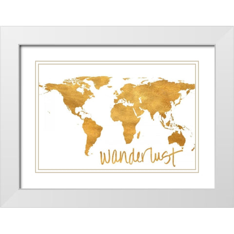 Wanderlust Map White Modern Wood Framed Art Print with Double Matting by Studio, Sd Graphics