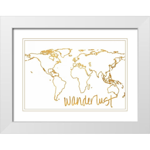 Gold Wanderlust White Modern Wood Framed Art Print with Double Matting by Studio, Sd Graphics