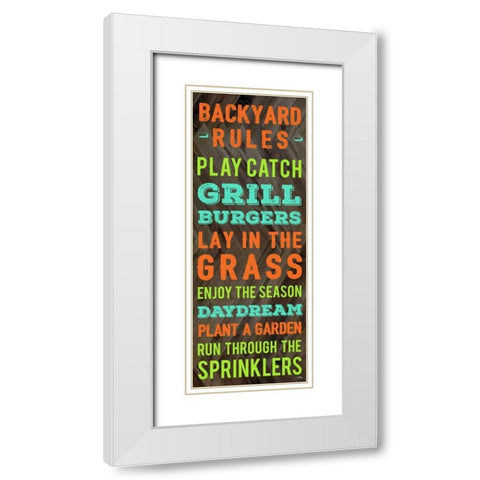 Backyard Rules White Modern Wood Framed Art Print with Double Matting by Medley, Elizabeth