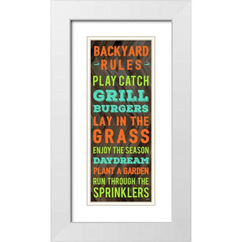 Backyard Rules White Modern Wood Framed Art Print with Double Matting by Medley, Elizabeth