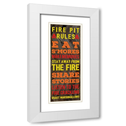 Fire Pit Rules White Modern Wood Framed Art Print with Double Matting by Medley, Elizabeth