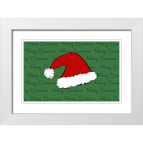 Santa Hat White Modern Wood Framed Art Print with Double Matting by SD Graphics Studio