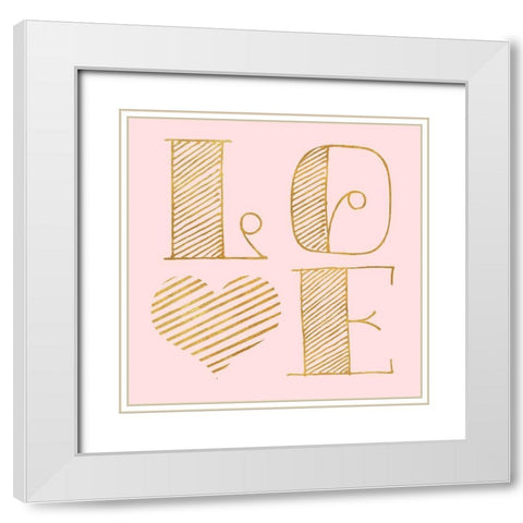 LOVE White Modern Wood Framed Art Print with Double Matting by SD Graphics Studio