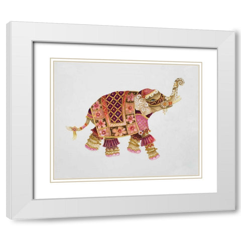 Pink Elephant I White Modern Wood Framed Art Print with Double Matting by Gaynor, Janice