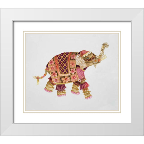 Pink Elephant I White Modern Wood Framed Art Print with Double Matting by Gaynor, Janice