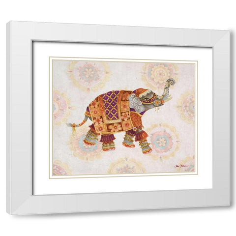 Pink Elephant I White Modern Wood Framed Art Print with Double Matting by Gaynor, Janice
