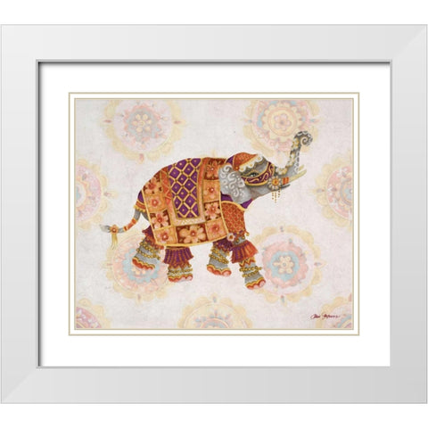 Pink Elephant I White Modern Wood Framed Art Print with Double Matting by Gaynor, Janice