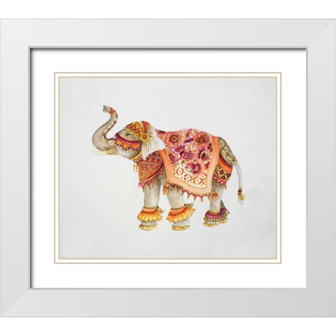 Pink Elephant II White Modern Wood Framed Art Print with Double Matting by Gaynor, Janice