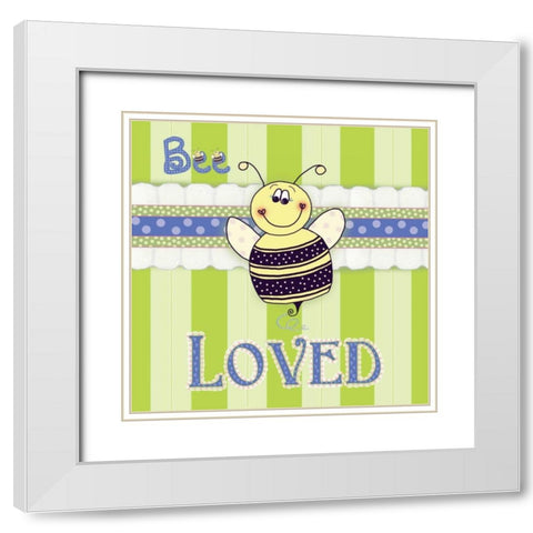 Bee Border I White Modern Wood Framed Art Print with Double Matting by Metz, Andi