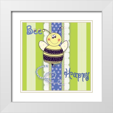 Bee I White Modern Wood Framed Art Print with Double Matting by Metz, Andi