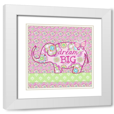 Elephant II White Modern Wood Framed Art Print with Double Matting by Metz, Andi