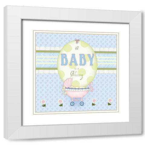 Precious Gift Border White Modern Wood Framed Art Print with Double Matting by Metz, Andi