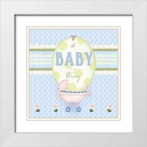 Precious Gift Border White Modern Wood Framed Art Print with Double Matting by Metz, Andi
