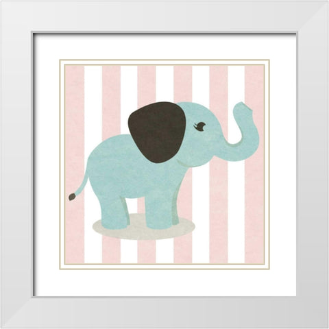 Happy Baby Animals I White Modern Wood Framed Art Print with Double Matting by Sundance Graphics