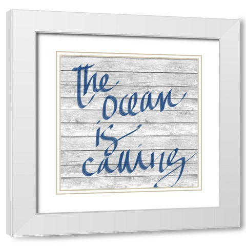 Waves and Ocean I White Modern Wood Framed Art Print with Double Matting by SD Graphics Studio