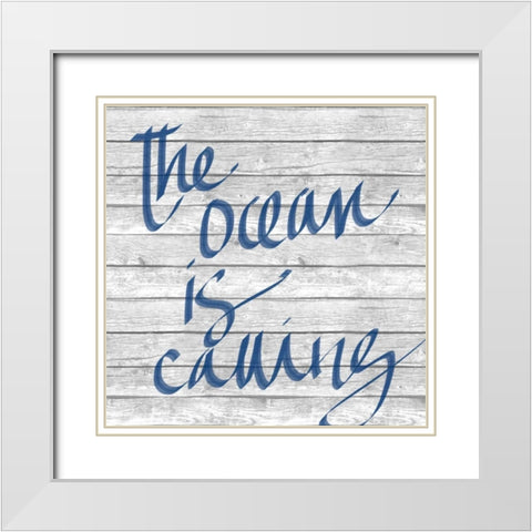 Waves and Ocean I White Modern Wood Framed Art Print with Double Matting by SD Graphics Studio