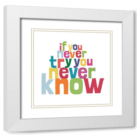 Happy Words III White Modern Wood Framed Art Print with Double Matting by SD Graphics Studio