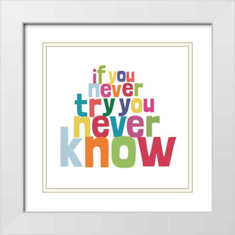 Happy Words III White Modern Wood Framed Art Print with Double Matting by SD Graphics Studio