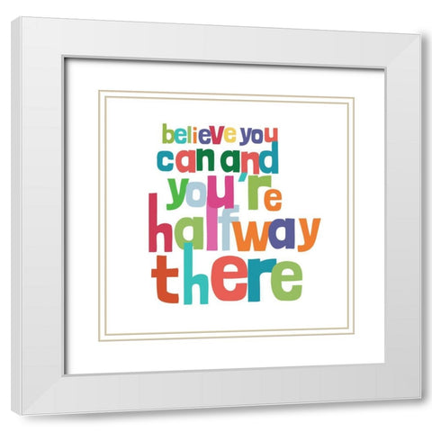 Happy Words II White Modern Wood Framed Art Print with Double Matting by SD Graphics Studio