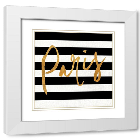 Gold Paris Collection I White Modern Wood Framed Art Print with Double Matting by SD Graphics Studio