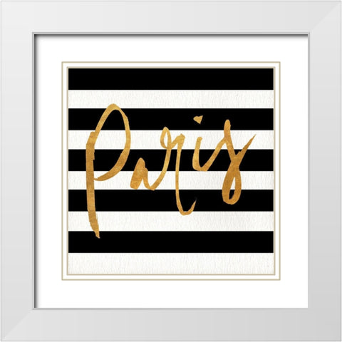 Gold Paris Collection I White Modern Wood Framed Art Print with Double Matting by SD Graphics Studio