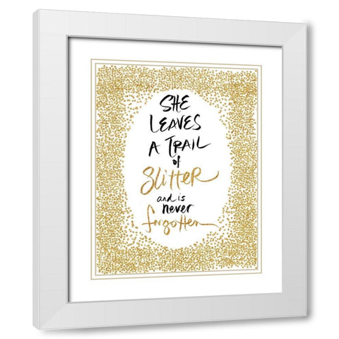 Trail of Glitter White Modern Wood Framed Art Print with Double Matting by SD Graphics Studio