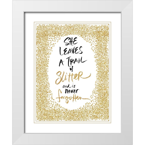 Trail of Glitter White Modern Wood Framed Art Print with Double Matting by SD Graphics Studio