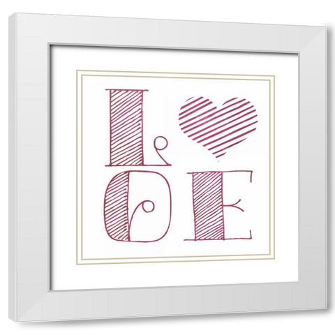 Love Heart Pink White Modern Wood Framed Art Print with Double Matting by Studio, Sd Graphics