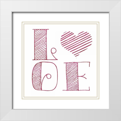Love Heart Pink White Modern Wood Framed Art Print with Double Matting by Studio, Sd Graphics