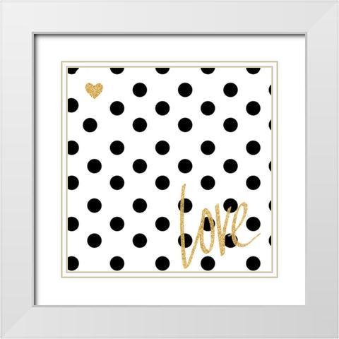 Love with Dots White Modern Wood Framed Art Print with Double Matting by SD Graphics Studio