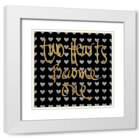 Two Hearts Become One Pattern White Modern Wood Framed Art Print with Double Matting by Studio, Sd Graphics