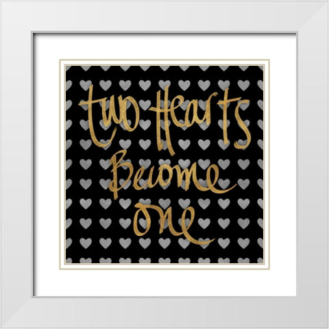 Two Hearts Become One Pattern White Modern Wood Framed Art Print with Double Matting by Studio, Sd Graphics