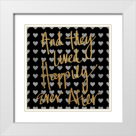 Happily Ever After Pattern White Modern Wood Framed Art Print with Double Matting by Studio, Sd Graphics