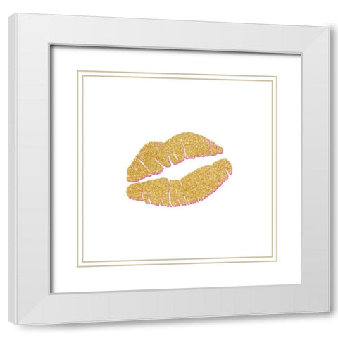 Gold Kiss White Modern Wood Framed Art Print with Double Matting by Studio, Sd Graphics