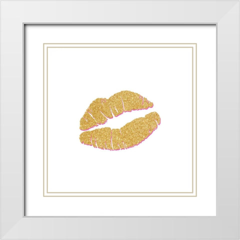 Gold Kiss White Modern Wood Framed Art Print with Double Matting by Studio, Sd Graphics