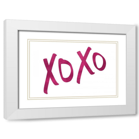 Romantic Pink XOXO White Modern Wood Framed Art Print with Double Matting by Studio, Sd Graphics