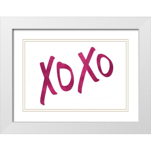 Romantic Pink XOXO White Modern Wood Framed Art Print with Double Matting by Studio, Sd Graphics