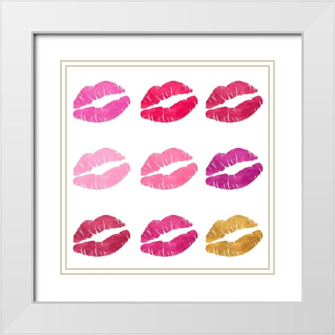 Shades Of Kisses White Modern Wood Framed Art Print with Double Matting by Studio, Sd Graphics