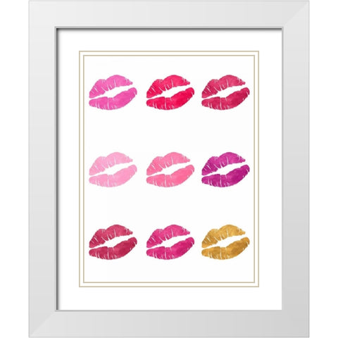 Luscious Lips White Modern Wood Framed Art Print with Double Matting by Studio, Sd Graphics