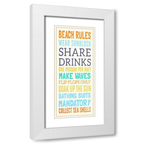Beach Rules I White Modern Wood Framed Art Print with Double Matting by Studio, Sd Graphics