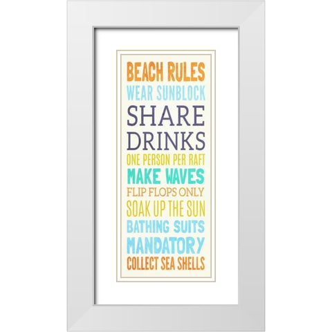 Beach Rules I White Modern Wood Framed Art Print with Double Matting by Studio, Sd Graphics