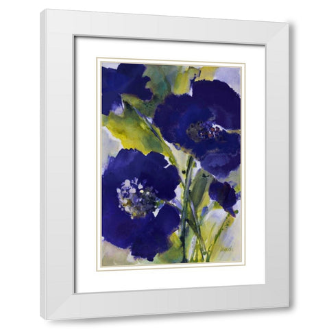 Dark Violetti Flowers II White Modern Wood Framed Art Print with Double Matting by Loreth, Lanie