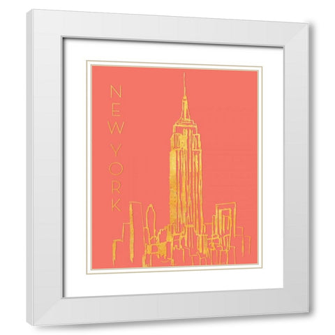 New York on Coral White Modern Wood Framed Art Print with Double Matting by Biscardi, Nicholas