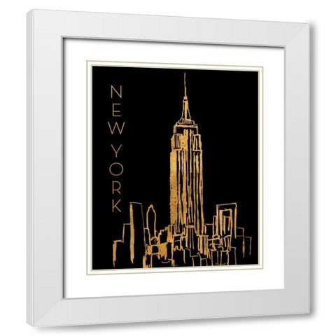New York on Black White Modern Wood Framed Art Print with Double Matting by Biscardi, Nicholas