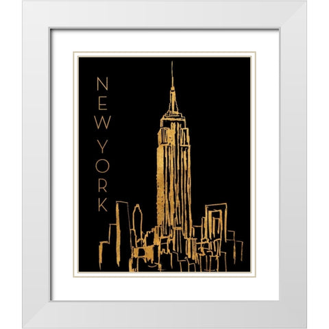 New York on Black White Modern Wood Framed Art Print with Double Matting by Biscardi, Nicholas